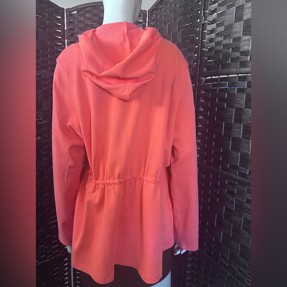 Belle by Kim Gravel bright melon cotton rayon zip front drawstring Adirondack - Picture 4 of 11